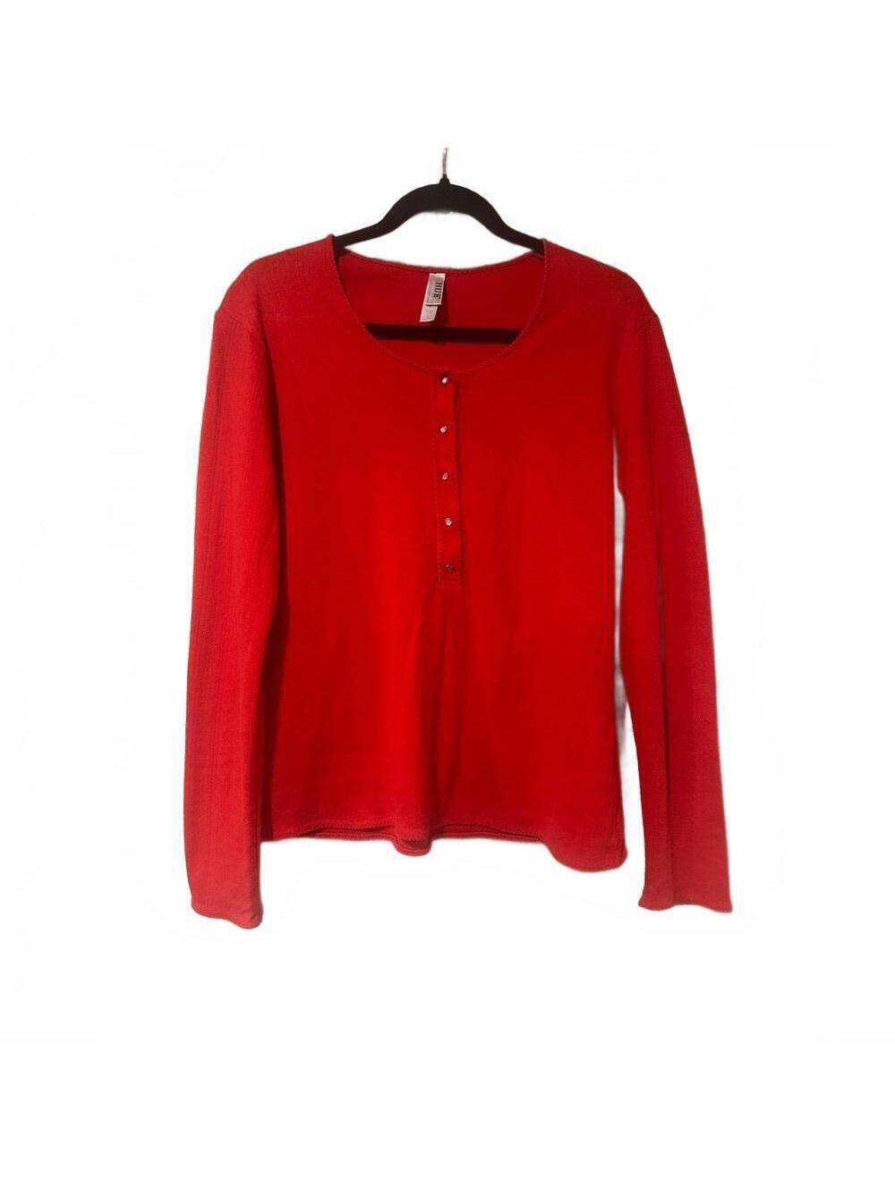Red Long Sleeve Henley Top